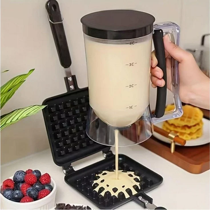 Mutig Teigportionierer Kuchen-Teig Spender, Waffel-Teigspender, 900 ml mit Deckel und Skala, (Portionskontrolle und klare Skala, DIY-Backwerkzeug zur Herstellung von Kuchen, Pfannkuchen und Muffins), Es ist das perfekte Geschenk für Backliebhaber, Köch... – Bild 3