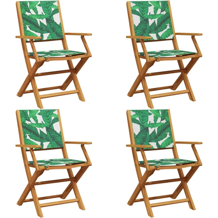 vidaXL Klappstühle, 4 Stück, grüner Stoff und Massivholz 3214586 – Bild 2