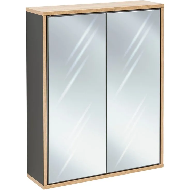 Fackelmann FINN Spiegelschrank 60 cm, Braun hell/Anthrazit