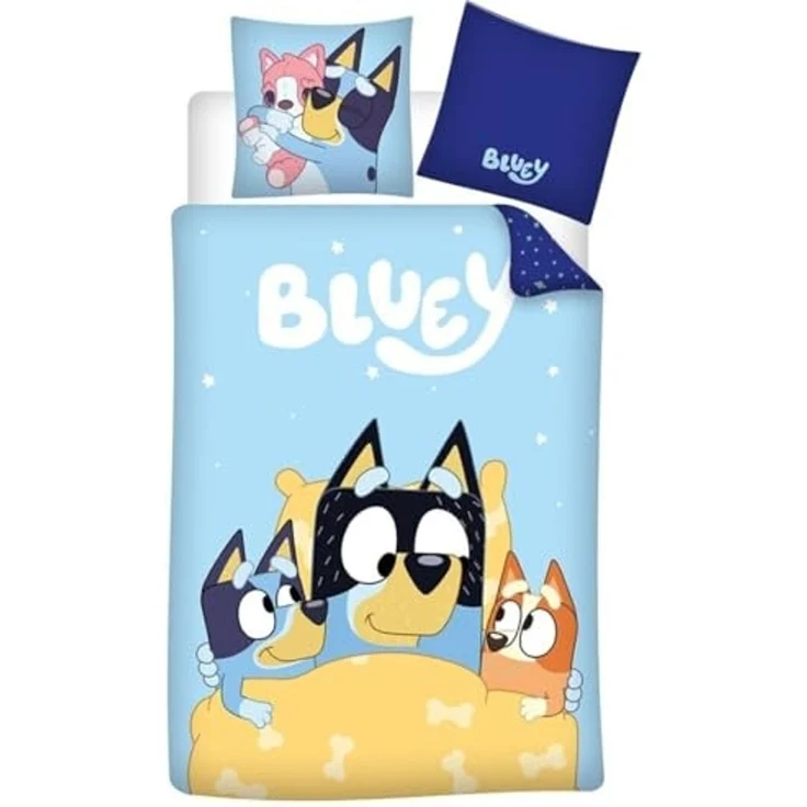 Bluey Bettwäsche Bluey und Bingo Kinder Bettwäsche 2tlg. Set, Deckenbezug 135-140x200 Kissenbezug 65x65 100% Baumwolle – Bild 1