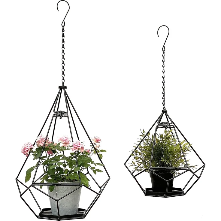 DanDiBo Blumenampel Innen Metall Wand Hängepflanzen 64 cm & 82 cm 96075 2er Set mit Tür 6 Ecken Pflanzenhänger Blumenhänger Topfhänger Blumen Blumentopfhänger Hängetopf – Bild 4