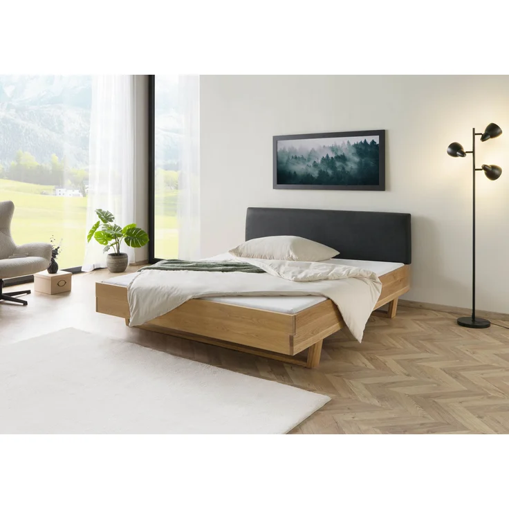 Bett Fichte 160x200x85 natur gebeizt / geölt, Kopfteil anthrazit FICHTELBERG #38 – Bild 3