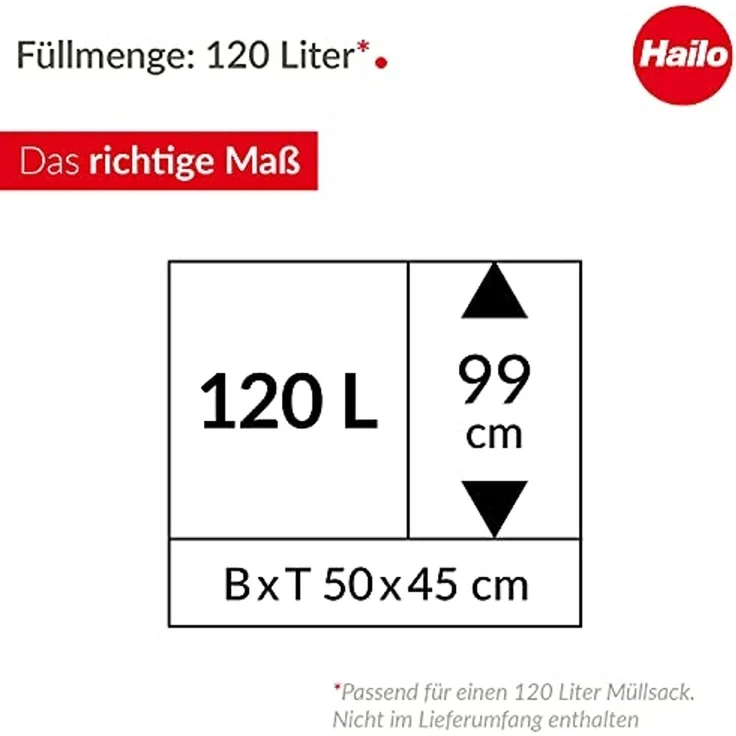 Hailo Mülleimer ProfiLine MSS design XXXL Stahl – Bild 6