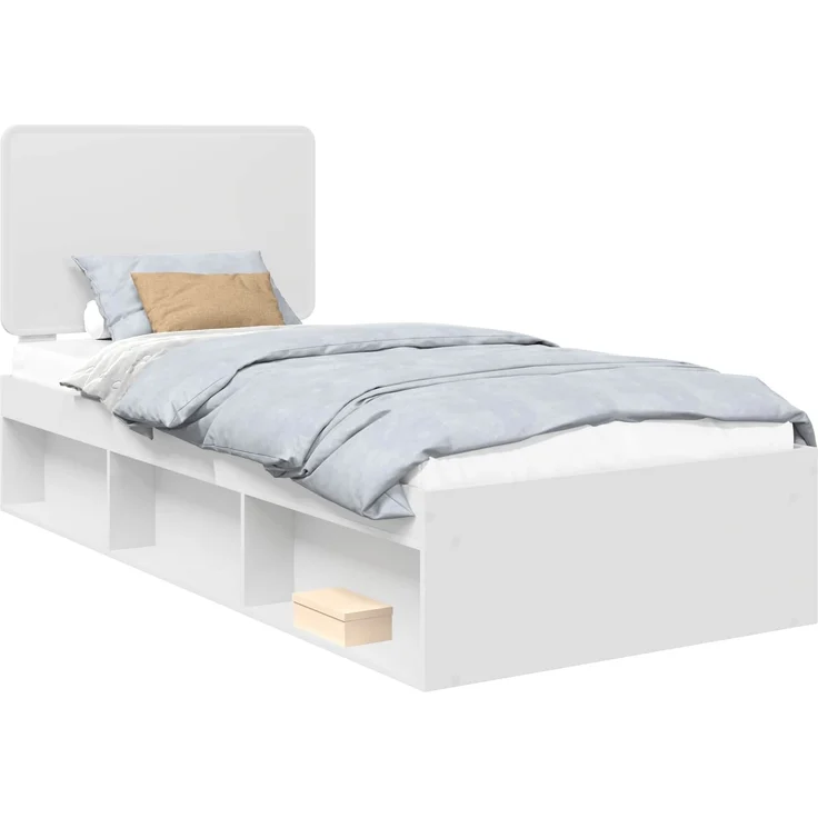 vidaXL Bettrahmen mit Kopfteil Weiß 100 x 200 cm Massives Kiefernholz 3412524 – Bild 1