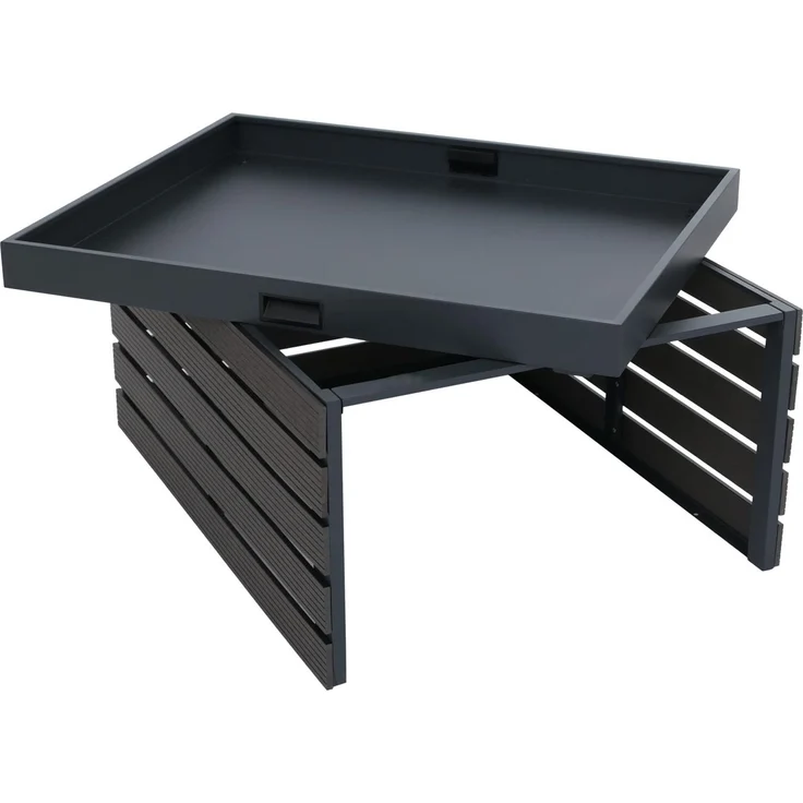XL Mähroboter-Garage mit Pflanzkasten HWC-Q70, Dach Unterstand für Rasenmäher, WPC Metall 47x72x89cm ~ anthrazit – Bild 7