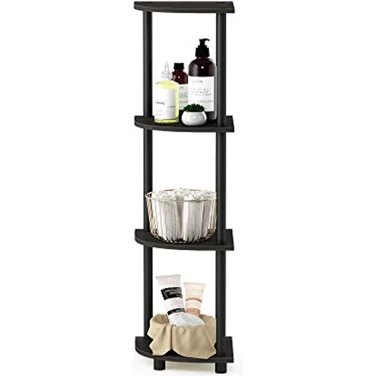 Furinno 4-stufiges-Eckregal, Espresso/Schwarz, 29. 46x29. 46x110. 49 cm – Bild 5