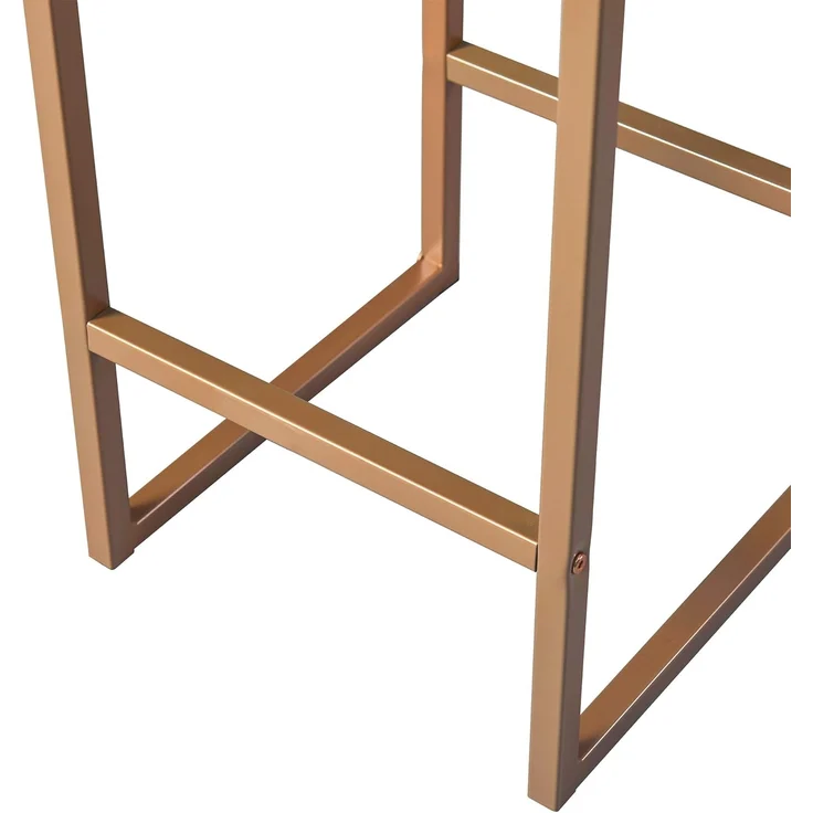 Teamson Home Marmo 3-Stücke Frühstücks-Ess-Set, Bartisch und 2 Gepolsterte Hocker mit Stauraum, Tischplatte aus Weißem Marmor und Beine in Gold-Messing-Finish – Bild 7