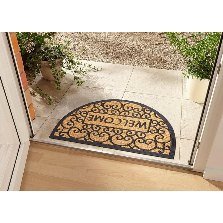 HANSE Home Fußmatte Welcome, Türmatte, halbrund, Höhe: 8 mm, Kokos, Gummi, Schmutzfangmatte, Outdoor, Rutschfest, Innen, Kokosmatte – Bild 2