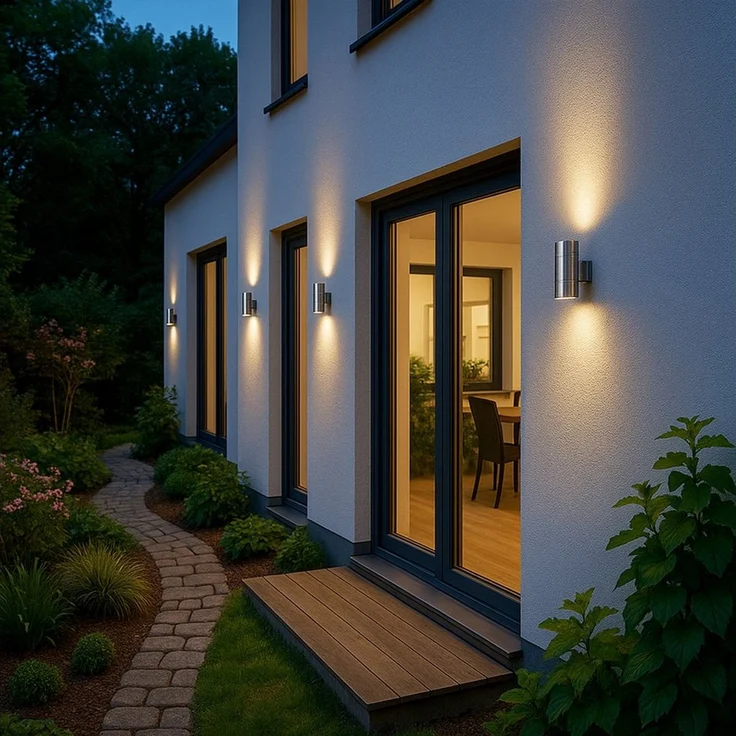 SSC-LUXon LED Außen-Wandleuchte LED Wandaussenleuchte TIRA Edelstahl Up & Down IP44 mit 2x LED GU10, Warmweiß – Bild 4