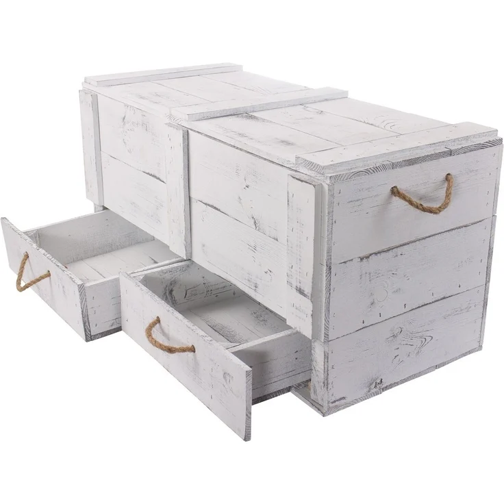 Kistenkolli Altes Land Allzweckkiste grosse shabby weiss Holztruhe Kalle mit Schubladen und Deckel (Spar-Set) – Bild 2