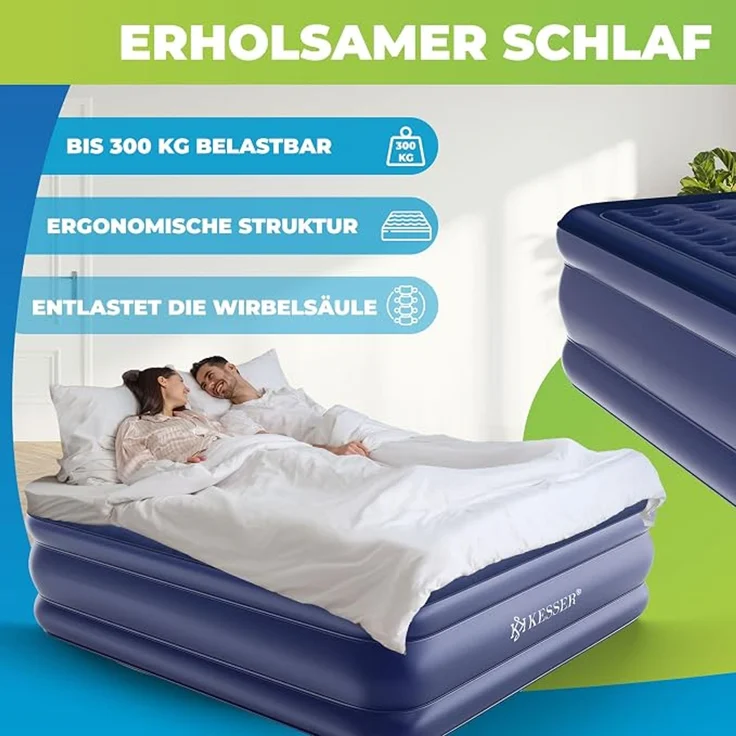 KESSER® Aufblasbare Matratze Luftbett Selbstaufblasend Gästebett mit eingebauter elektrischer Pumpe, Luftmatratze für Camping oder Heimgebrauch Mit Tasche, geeignet für 2 Person - 203 x 152,5 x 51 cm – Bild 3