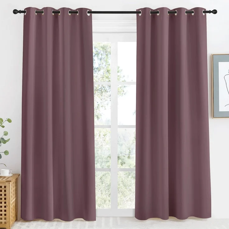 NICETOWN Küchen-Verdunkelungsvorhang, Fenstervorhang, trockene Rose, 1 Panel, 139,7 x 218,4 cm lang, Heimmode, wärmeisoliert, solide Ösen, Raumverdunkelungsvorhang für Wohnung