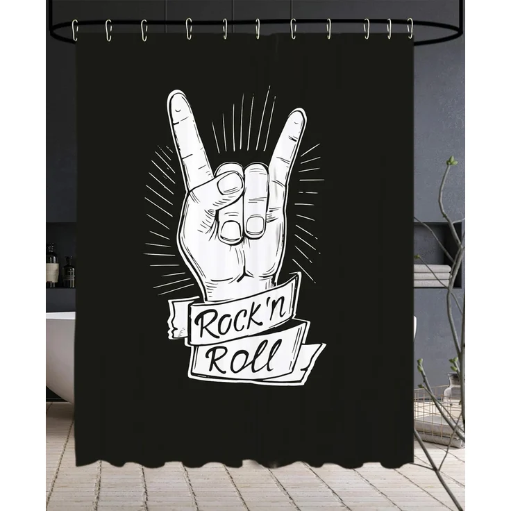 Sanilo Duschvorhang Rock ’n’ Roll 180 x 200 cm, 100% wasserdicht, Anti-Schimmel-Effekt, hochwertige Qualität – Bild 2