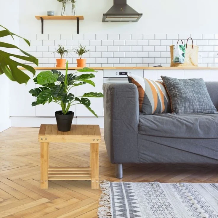 Relaxdays Große Fußbank aus Bambus – Bild 2