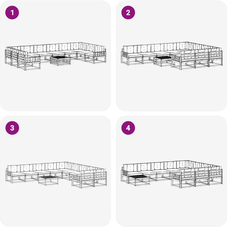 vidaXL Outdoor-Sofagarnitur 11 stk. 10-Sitzer Weiß und Anthrazit 3387136 – Bild 7
