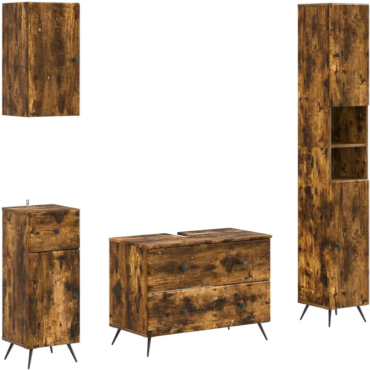 vidaXL 4-teiliges Badezimmer-Schrank-Set BREDA Raucheiche 3417968 – Bild 2