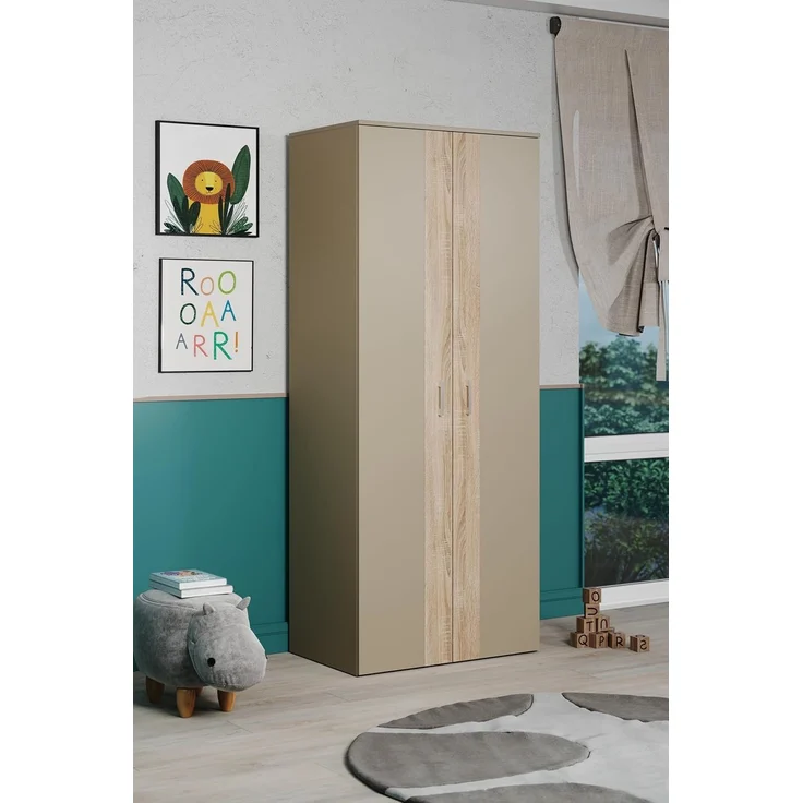 trendteam smart living - Berry - Babyzimmermöbel-Set (Wickelkommode + Kleiderschrank + Kinderbett) - Beige/Eiche Sägerau - Bett höhenverstellbar von 19 auf 51,8 cm – Bild 3