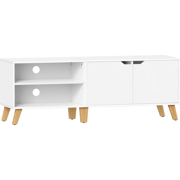 Calicosy TV-Möbel 2 Fächer und 2 Türen weiß - L140 cm - Weiß