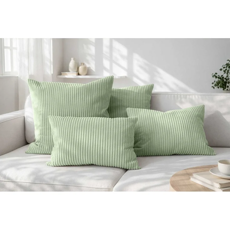 Amilian Dekokissen Sofakissen Cord-Optik 4er Set mit Füllung 2x 40x40 + 2x 35x45 cm, mit Füllung, Hotelverschluss, formstabil – Bild 1
