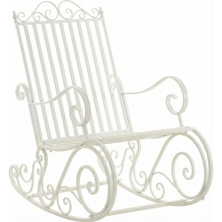 Schaukelstuhl ANNA Antik Outdoor - 56x90x94cm, Metall, Weiß | Gartenstuhl Liegestuhl Relaxstuhl Garten Terrasse – Bild 1