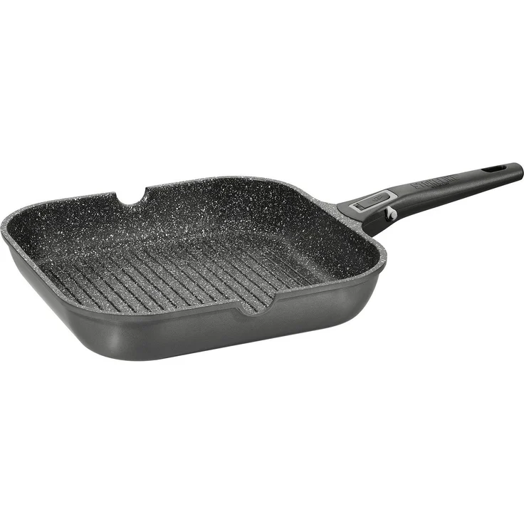 STONELINE Grillpfanne mit abnehmbarem Sicherheitsgriff mit echten Steinpartikeln, Aluminium (Set, 1-tlg, 1 Grillpfanne, 1 abnehmbarer Stielgriff), mit echten Steinpartikeln, induktionsgeeignet, Designed in Germany – Bild 1