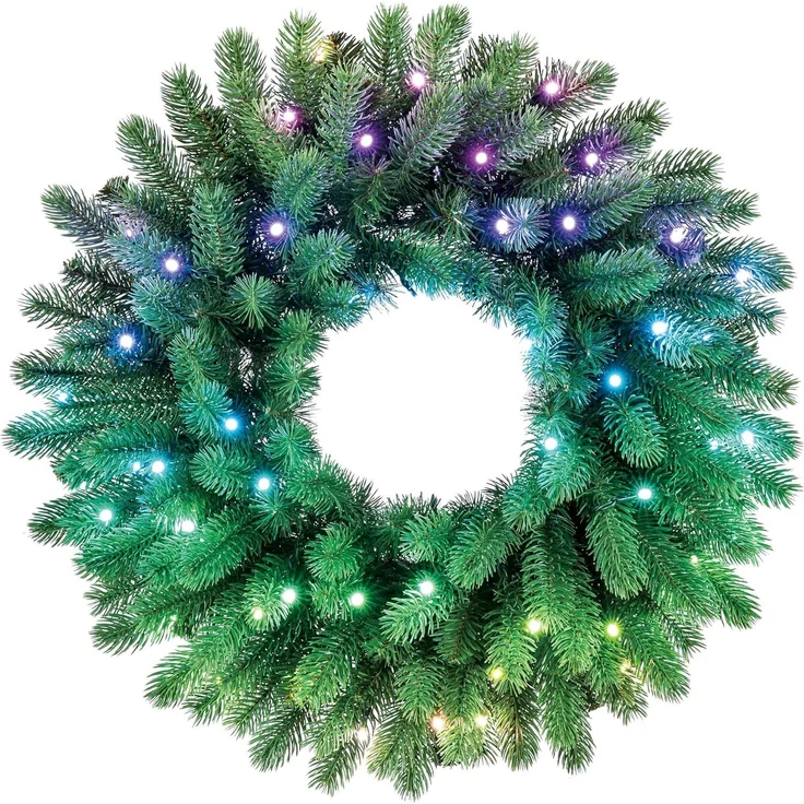 Twinkly GD20P4425P00 LED-Weihnachtskranz 50 RGB-LEDs 60 cm Regal grüner Draht