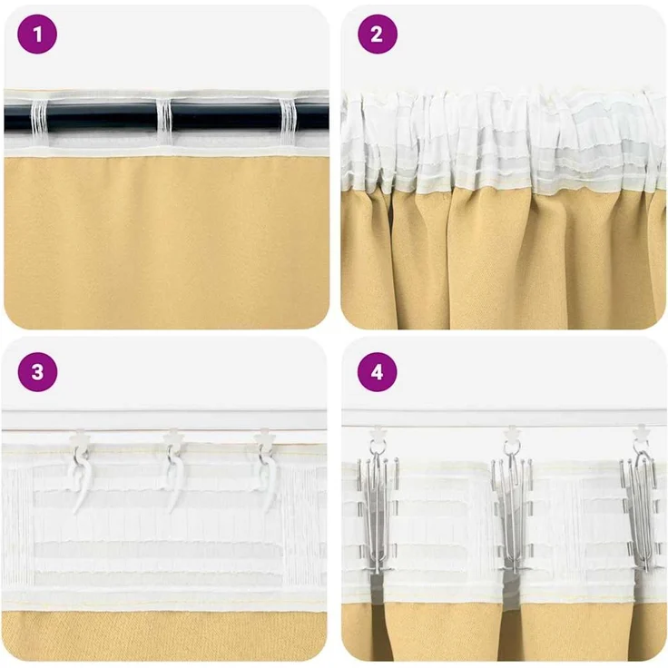 Verdunkelungs-Vorhänge | für Wohnzimmer & Schlafzimmer mit Ringen 2 pcs Beige 225 x 140 cm – Bild 7