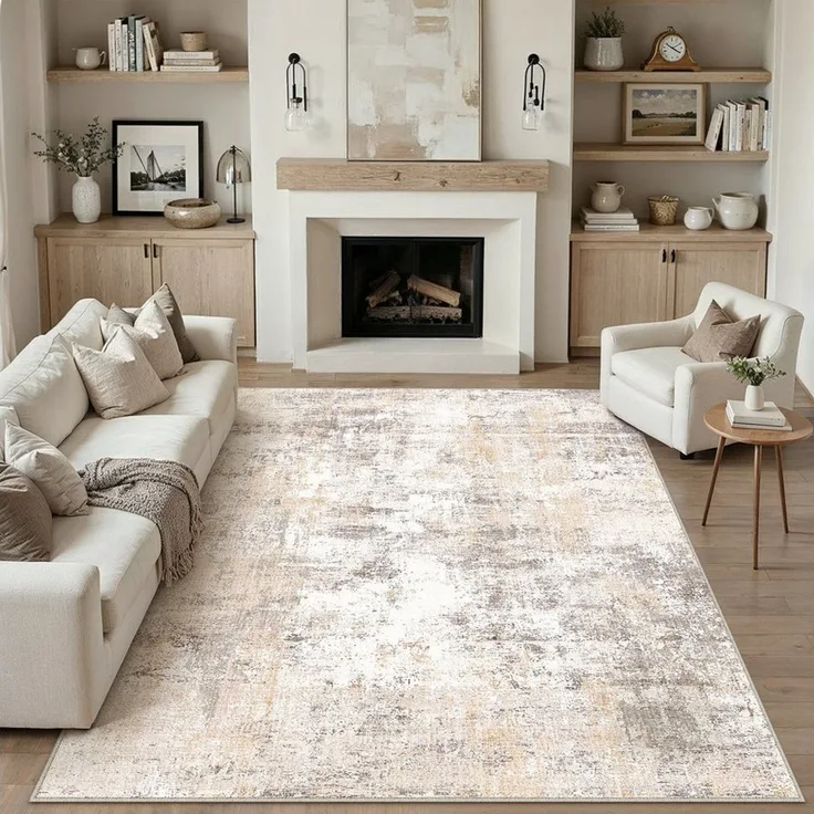 PURECOZY Teppich Verschiedene Größen, Waschbar & Rutschfest, abstrakter Stil, Rechteckig, Höhe: 5 mm, für Wohnzimmer, Schlafzimmer, Flur, Küche & Eingangsbereich