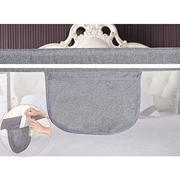 HUOLE höhenverstellbares Bettgitter -Kleinkind Bettschutzgitter Bettgitter Kinderbettgitter Babybettgitter Gitter Kinderbett Babybett Rausfallschutz-1,8 m – grau – Bild 6