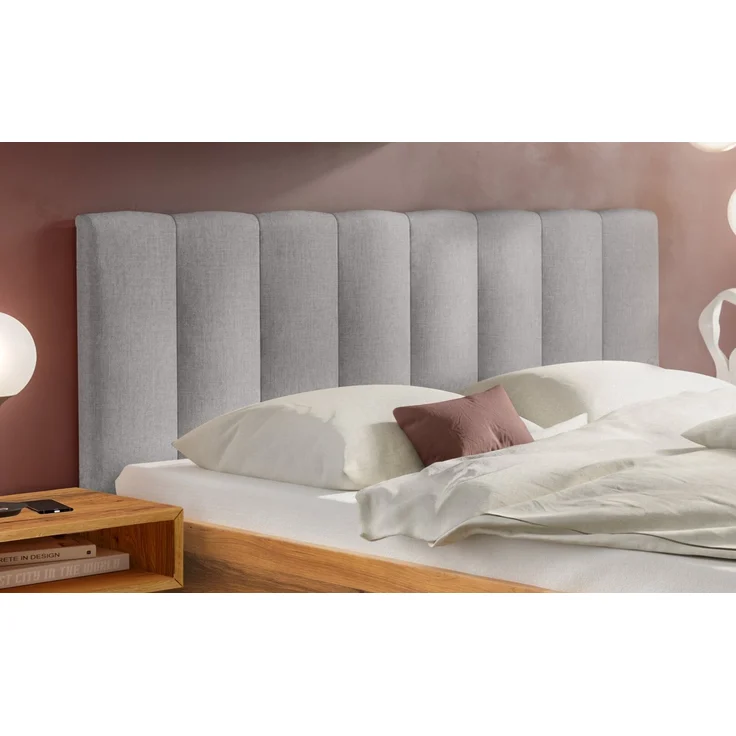 Hasena Massivholzbett Taliana Wildeiche mit Polster-Kopfteil, Bezug Pace Light Grey 200x200 cm, Komforthöhe 25 cm – Bild 3