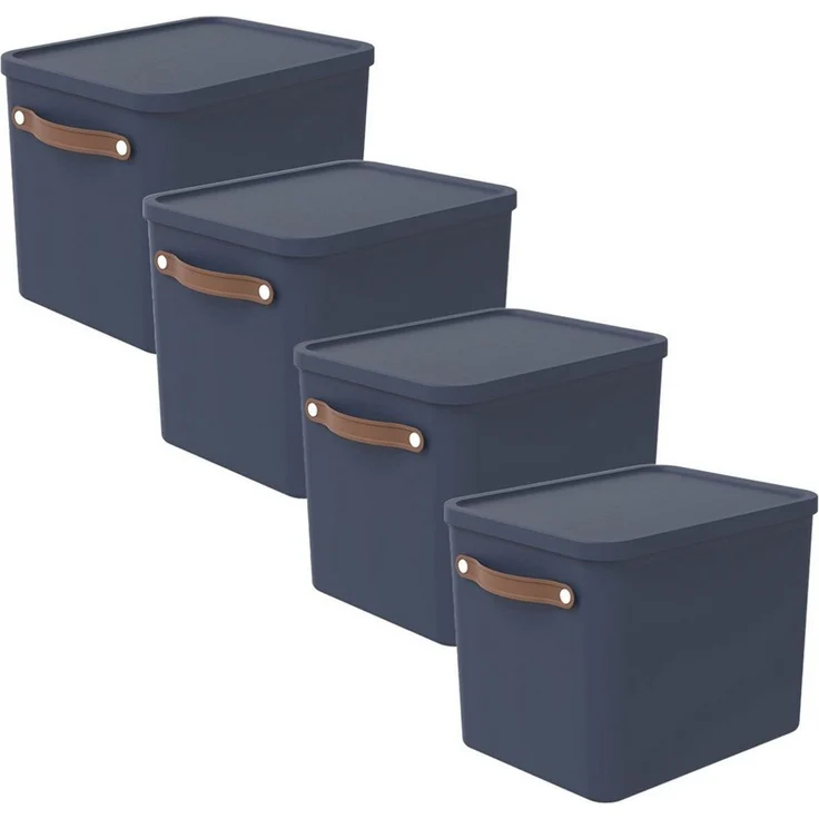 ROTHO Aufbewahrungsbox MALOJA Ordnungsboxen 4er-Set 27l mit Griffen stapelbar (Aufbewahrungsset, 4er-Set) – Bild 1
