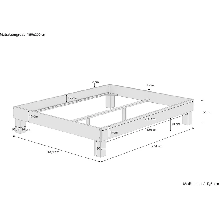 Holzbett breites Doppelbett 160x200 Buche geölt Futonbett Zubehör wählbar V-60.87-16Federholzrahmen inkl. – Bild 3