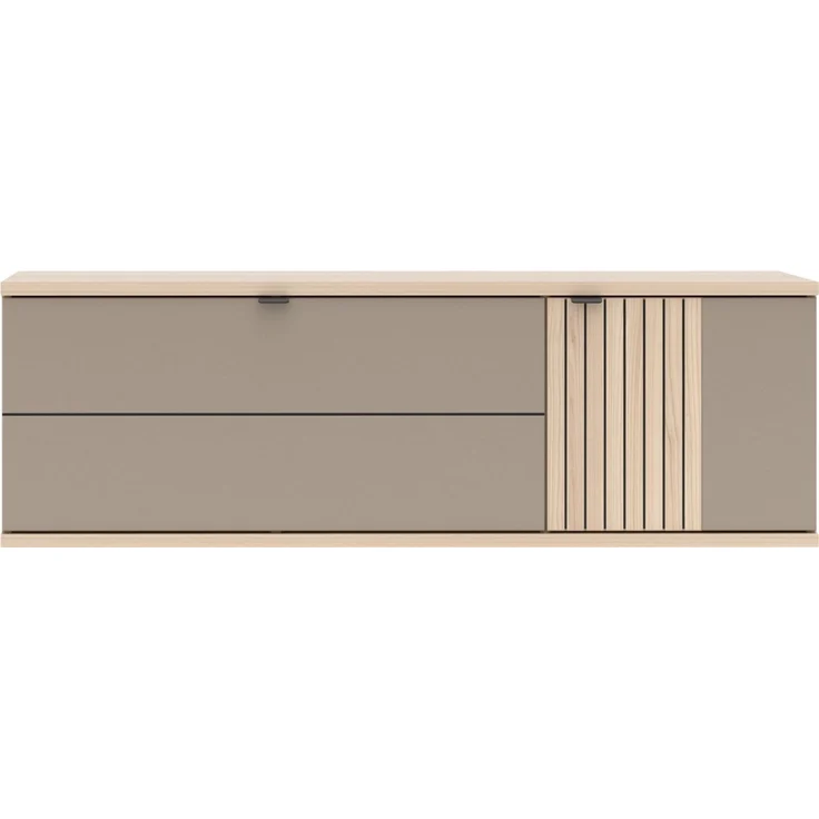 PISA Hänge-Schuhschrank mit 1 Holztür und 1 Klappe in Basalt matt mit Leistenoptik Riva Eiche – FSC-Zertifiziert – Modernes Schuhregal mit 3 Fachböden – 133 x 43 x 38 cm (B/H/T) – Bild 2