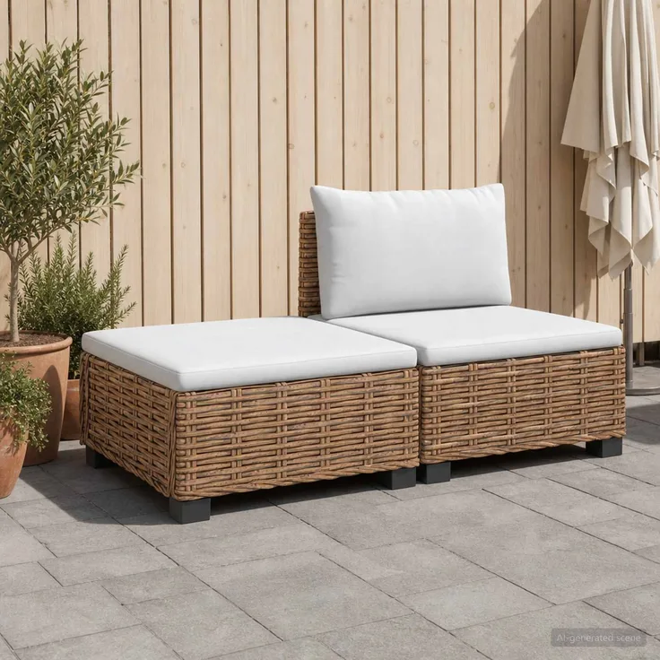 vidaXL 2 Stk. Rattan-Lounge-Set mit Kissen GENDT Naturrattan Natur 42034409
