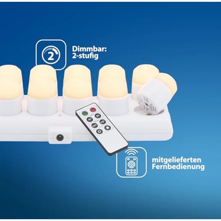 SECURIT – Wiederaufladbares LED-Teelicht-Set Amsterdam – Kabellos – Magnetisch – Für Bar, Café, Restaurant – Warmweiß – 12 Kerzen, Fernbedienung, Basis, Ladekabel inklusive, Weiß – Bild 6