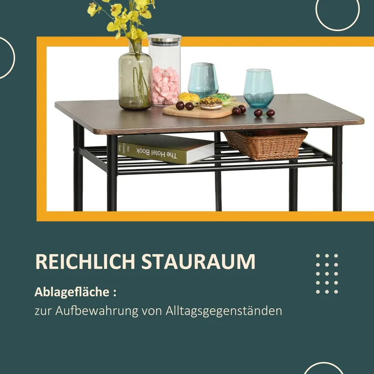 HOMCOM Bartisch Set, MDF, Metall, Schwarz, 80B x 50T x 90H cm – Bild 5