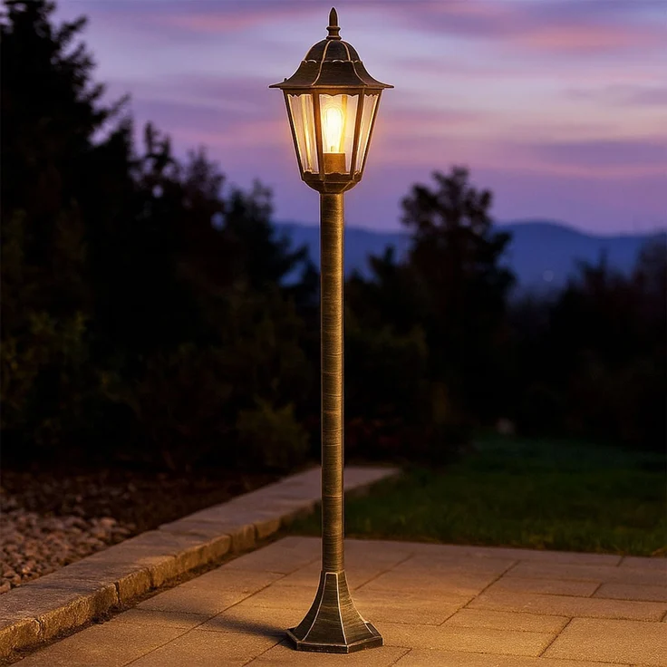 LED Außenstehleuchte, Laterne, Alu-Druckguss bronze, H 120 cm – Bild 3