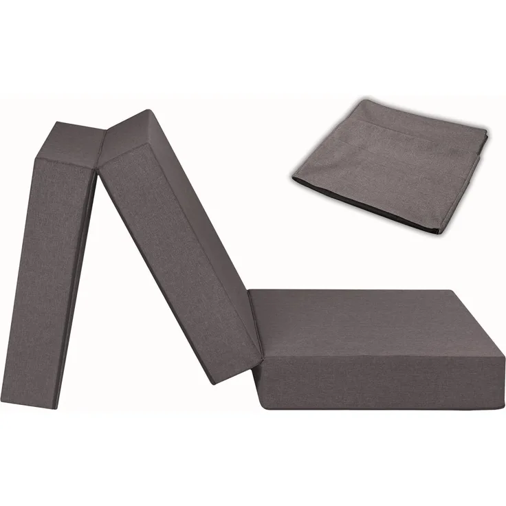 Badenia Trendline Faltbare Gästematratze, Polyester, hellgrau, 196 x 65 x 15,5 cm