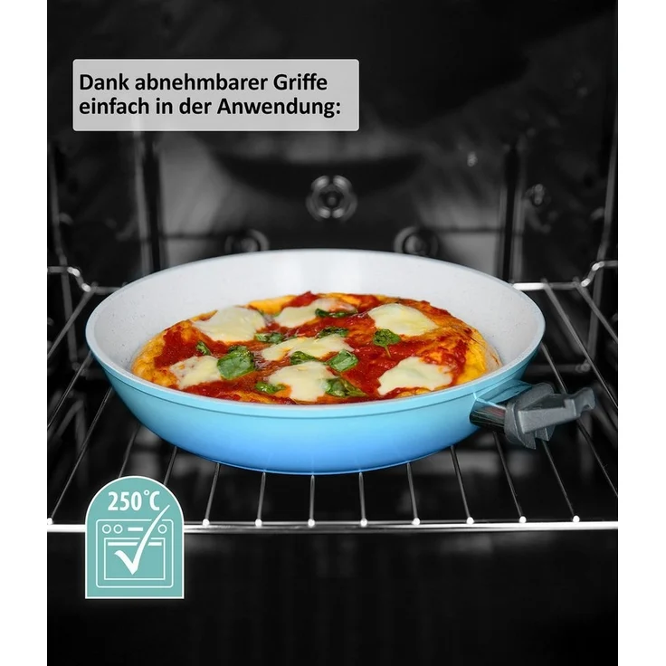 Genius Pfannen-Set Cerafit Revolution Keramik, 20 cm + 24 cm + 28 cm, Design-Glasdeckel, (SET 7tlg) – Bild 2