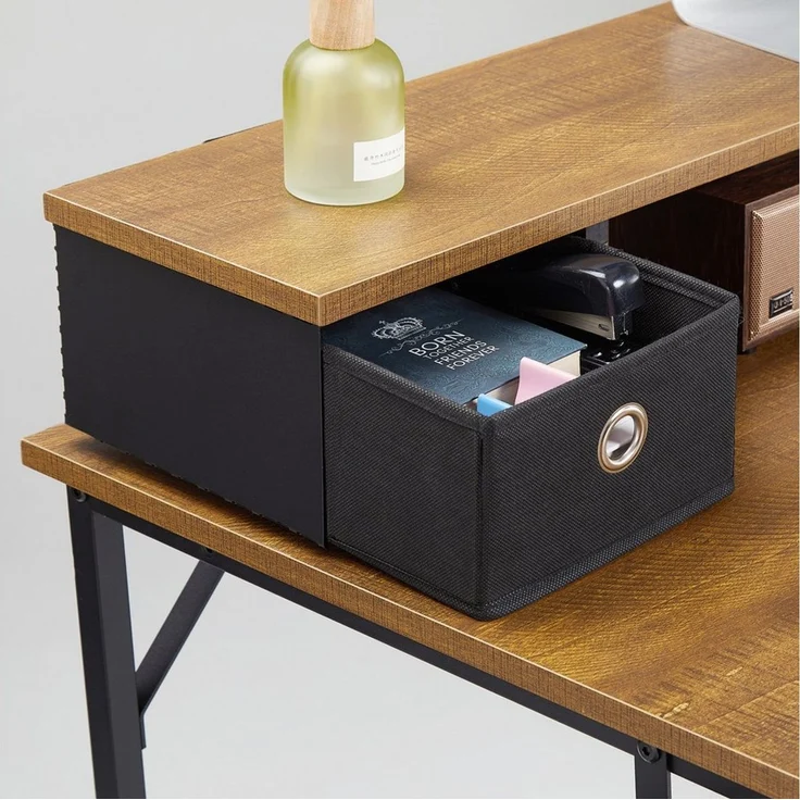 Mondeer Eckschreibtisch L-Förmiger Computertisch, mit 2 Regalen links oder rechts, mit Monitorhalterung, 120x88.5x90 cm – Bild 3