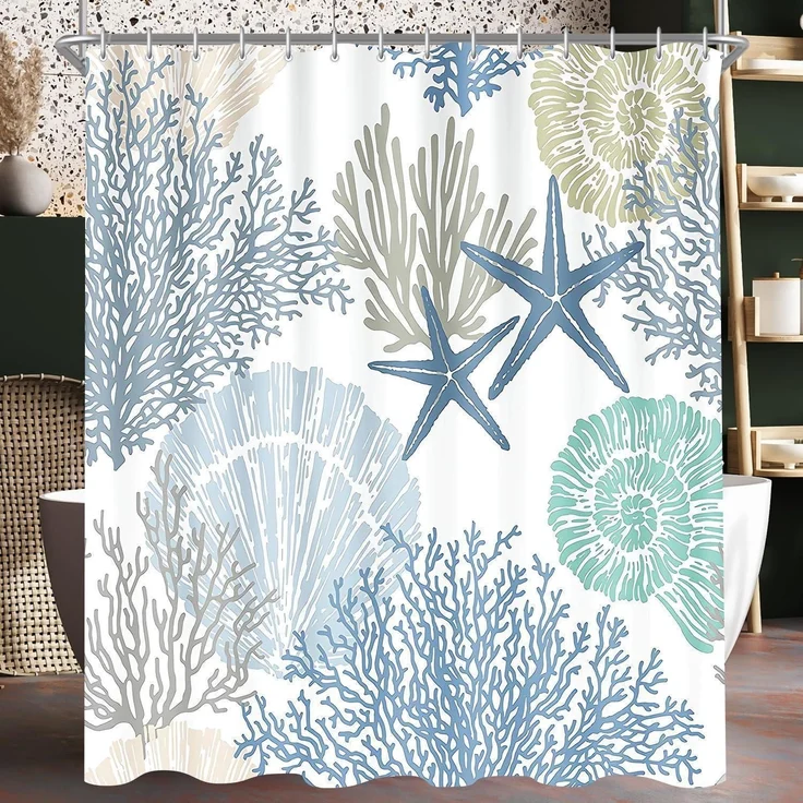 Duschvorhang 120x200 cm Unterwasseralgen Antischimmel Textil Saum – Bild 1