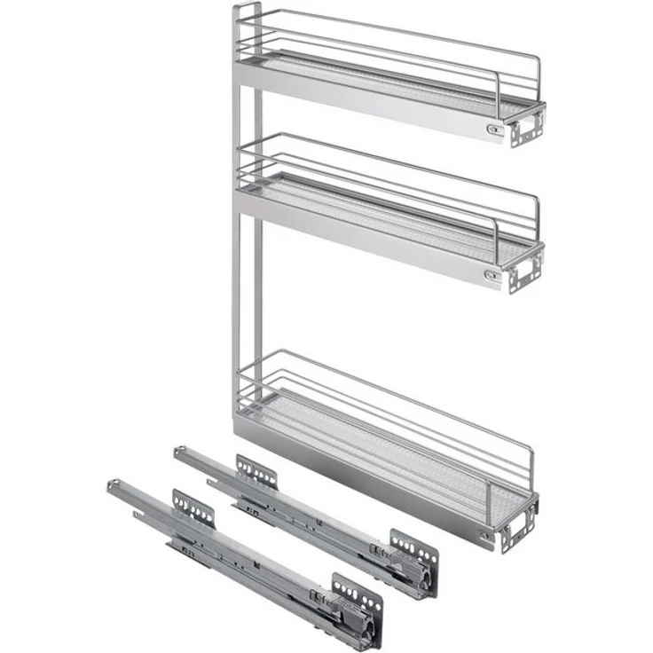 Kesseböhmer Auszugsunterschrank 15er Unterschrankauszug Classic 90° silbergrau 3-etagig Seitenmontage rechts passend für 15 cm breite Schränke – Bild 4