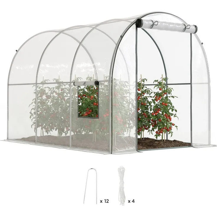 MELAYR, 6 m² Tunnelgewächshaus (3 m L x 2 m B x 2 m H) mit verstärktem Rohrrahmen, Transparent