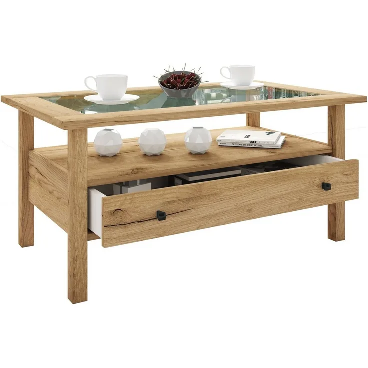 VCM Beistelltisch & Couchtisch Lingis 919077 Honig-Eiche H. 42 x B. 90 x T. 54 cm