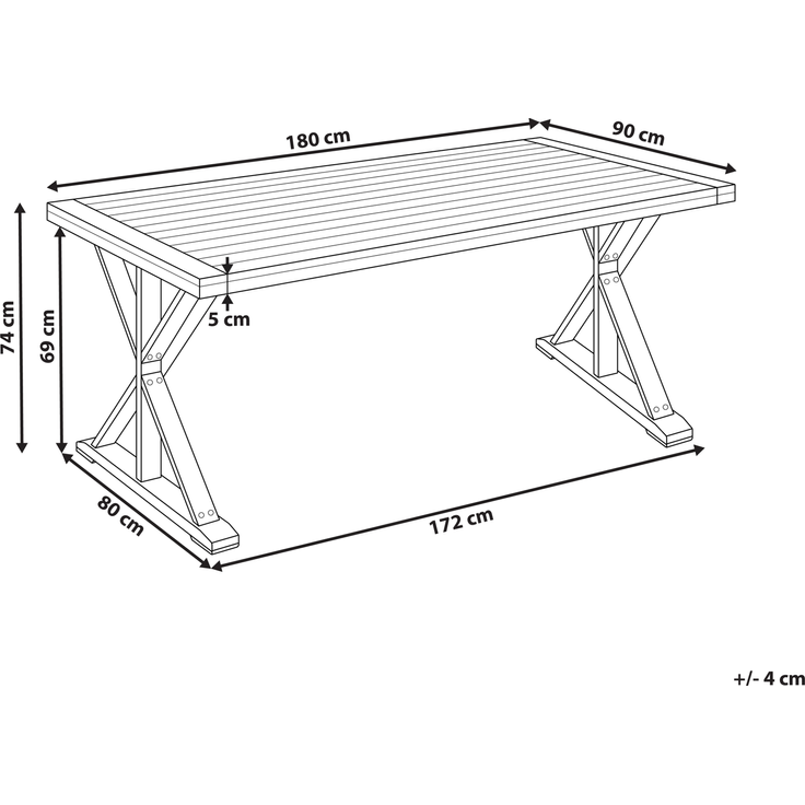 Gartentisch CALABRITTO 90 cm 180 cm Akazienholz Braun – Bild 2