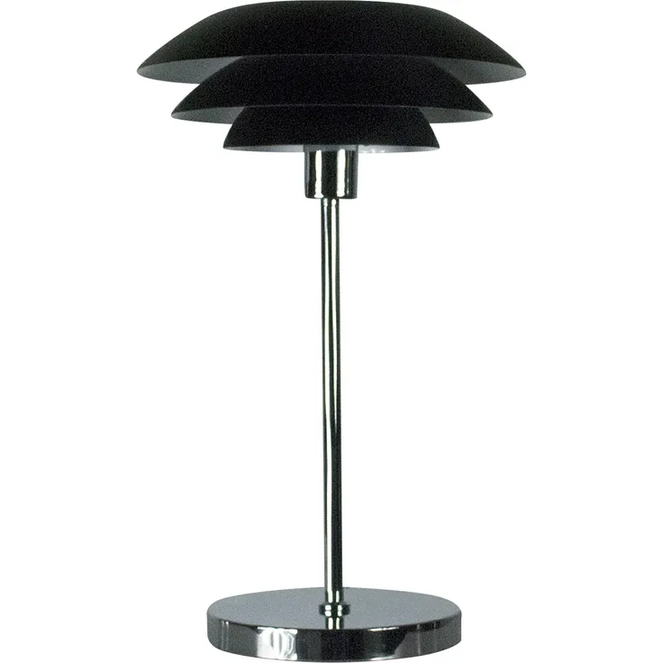Dyberg Larsen DL31, Tischlampe in mattschwarz/chrom, dimmbar mit E27-Fassung und Berührungssensor