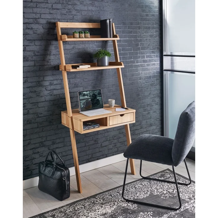 Regal-Schreibtisch >Max< in Eiche, Massivholz - 69x170x48cm (BxHxT) – Bild 2