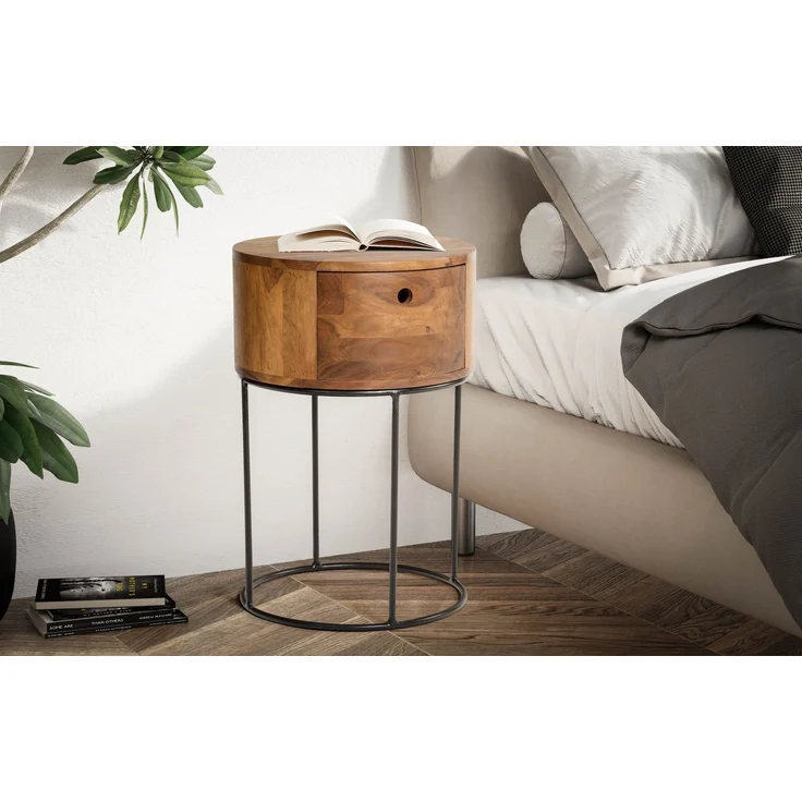 FINEBUY Nachttisch FB56321 (Boxspringbett, Massivholz 40x40x60 cm), Nachtkästchen Stauraum, Nachtkonsolen Schublade – Bild 2