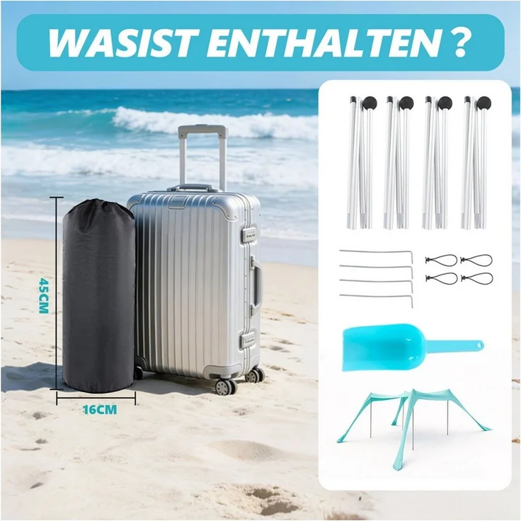 Youyijia Sonnenschirm Sonnenschutz Strandzelt mit Strand Sonnensegel – Bild 4