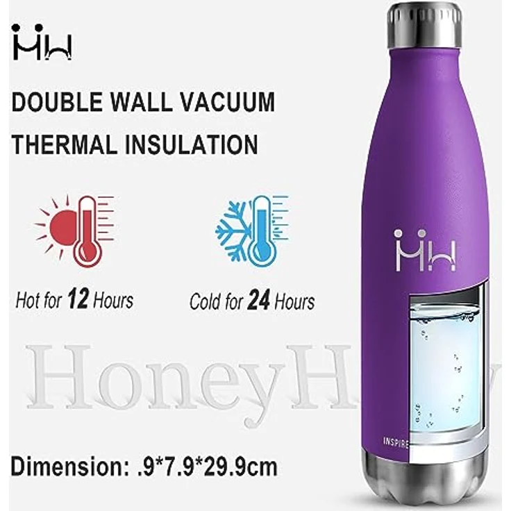 HoneyHolly Trinkflasche Edelstahl - 750ml - Thermosflasche, BPA-Frei, Trinkflasche Sport - Auslaufsicher Wasserflasche,Trinkflasche Kohlensäure Geeignet, Thermoskanne für Fitness, Gym, Fahrrad – Bild 2